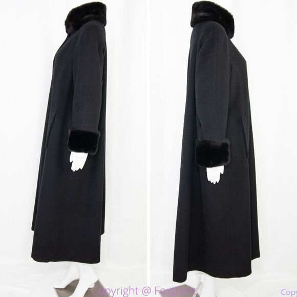 Vintage Steve by Searle black swing full length coat, vintage size 2, USA made - Picture 4 of 16